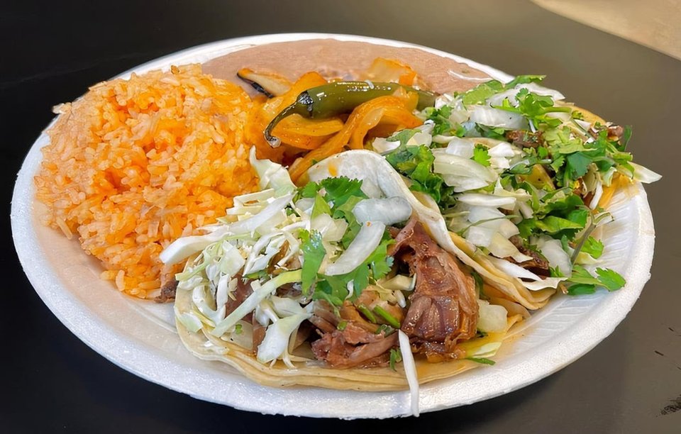 Counter area inside Ortega's Taqueria.